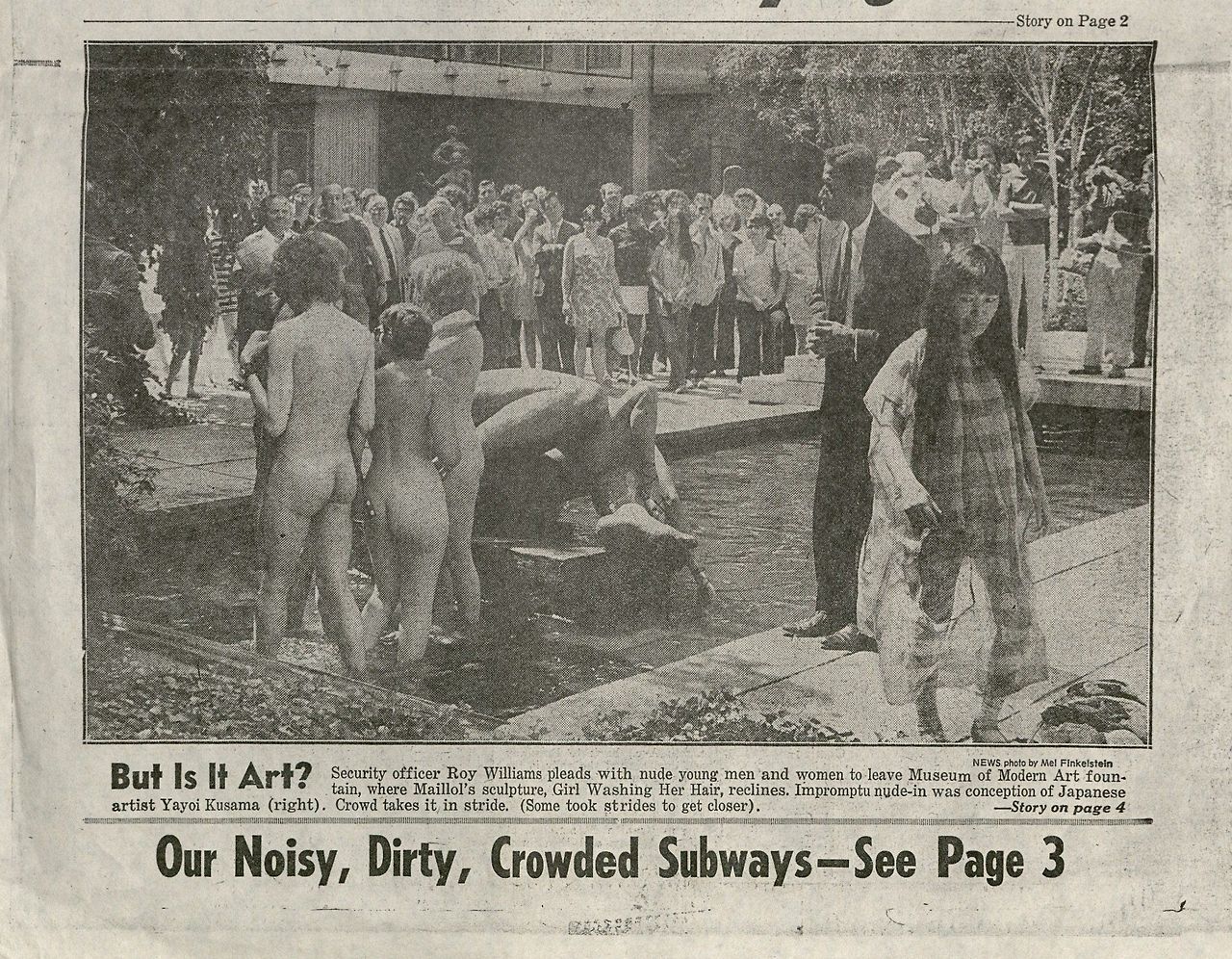     This image appeared on the front page of the Daily News with a photograph of Kusama’s “Grand Orgy to Awaken the Dead” at MoMA, August 25, 1969.