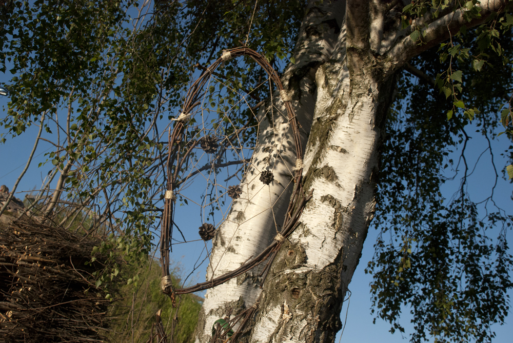 Woodland creations around the trees.