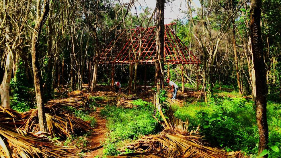 This is the brand new Palapa in construction. It will be used as a Kitchen Zone, located in Zone 01 of the Embassy. In the future this space will be used for reception zone as guests enter the embassy