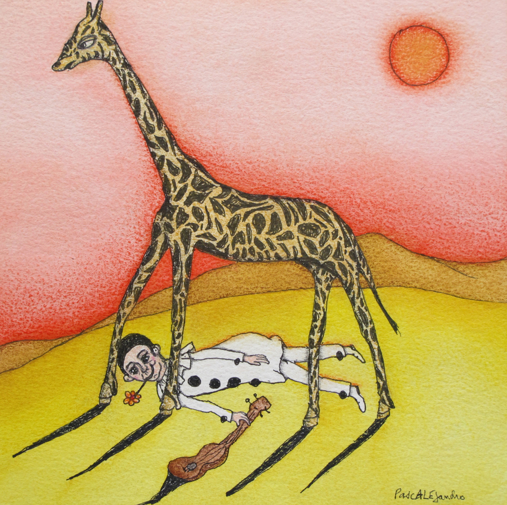 A l'ombre de la giraffe (2014) Mixed on paper by Alejandro Jodorowksy and Pascale Montandon. 20 x 20 cm