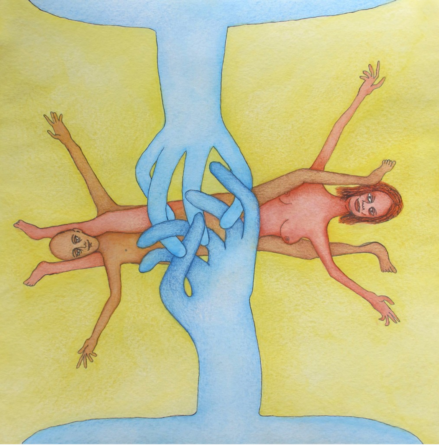 Adam et Eve (2014) Mixed on paper by Alejandro Jodorowksy and Pascale Montandon. 40 x 40 cm