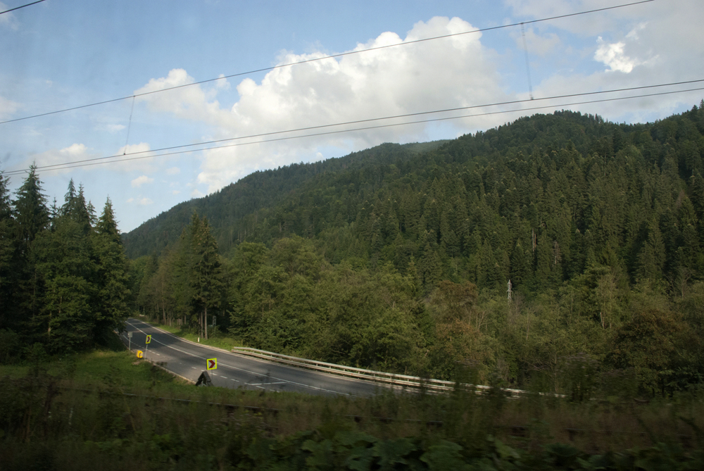 On the road through Transylvania, to the location near Rasnov.