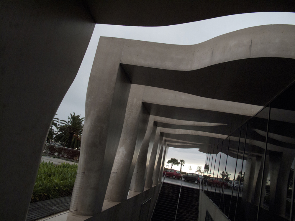 The architectural interplay of light and shadow at the Musée Jean Cocteau.