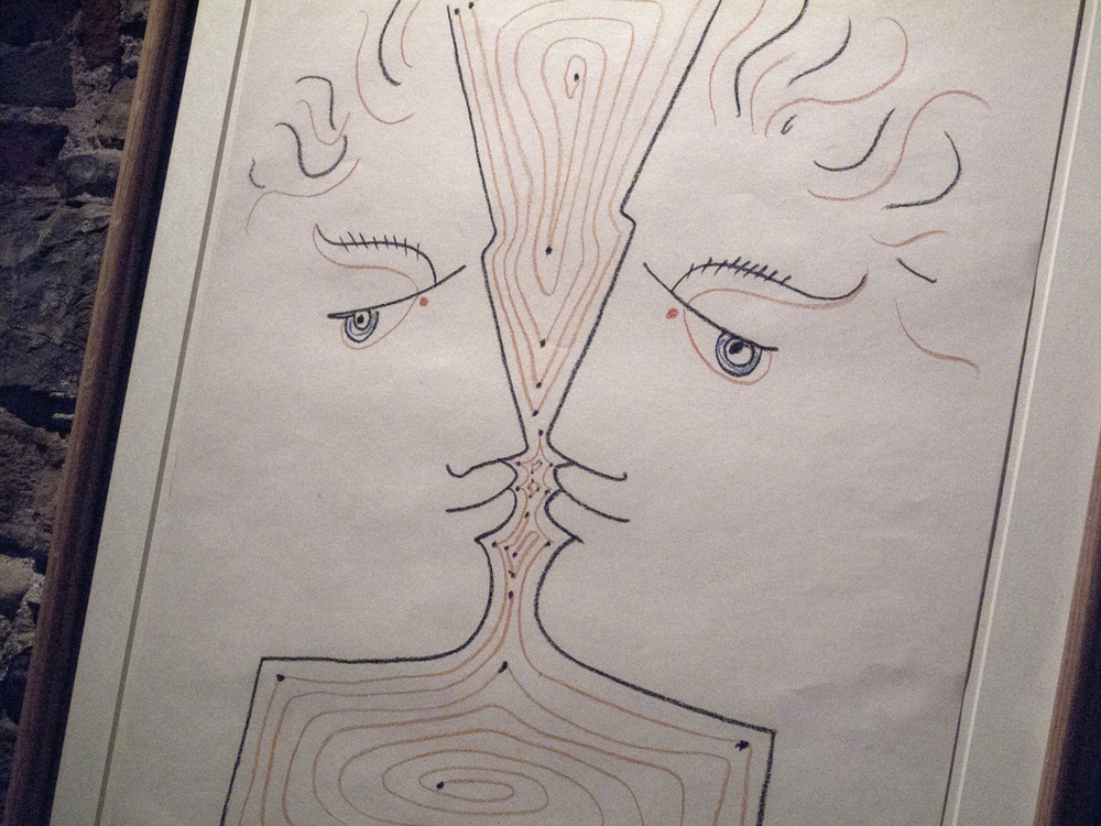 Amoureux (Lovers) (1957) A work on paper by Jean Cocteau. 64 cm x 50 cm.