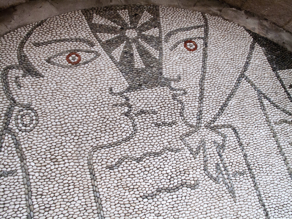 Pebble mosaics by Jean Cocteau outside the Bastion Museum.