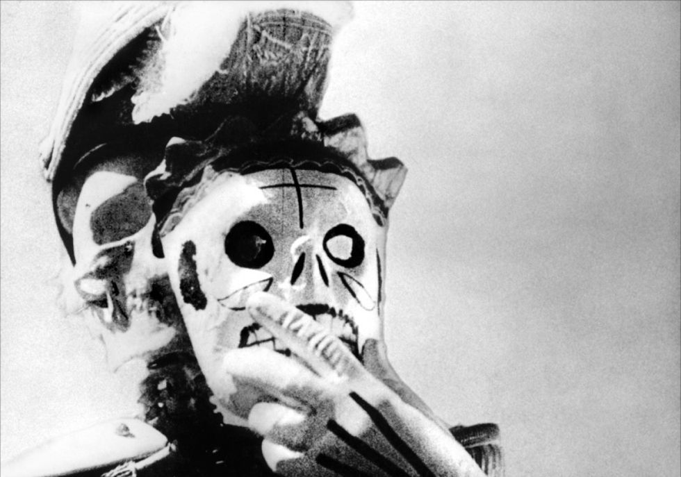 The Day of the Dead in modern-day (1931) Mexico. A still from ¡Que viva México! a film by Sergei Eisenstein (1931) Black and white, 35mm, 90 mins.