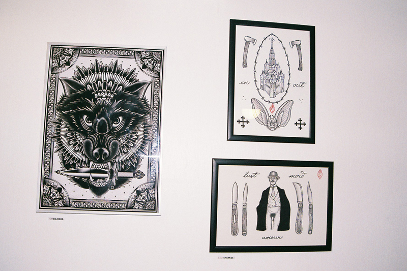 A work by TOM GILMOUR (left) and works by LIAM SPARKES.