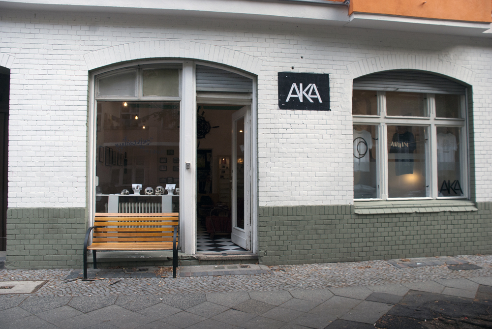 Outside AKA Galerie on Pflüger-Straße in Berlin.