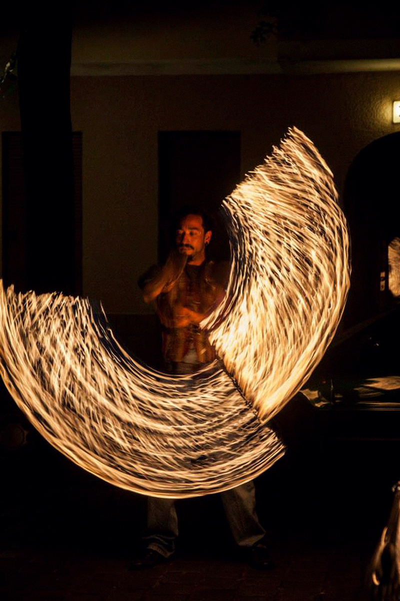 Mexican fire performance outside The Third Eye's exhibition at AKA Galerie, Berlin. 