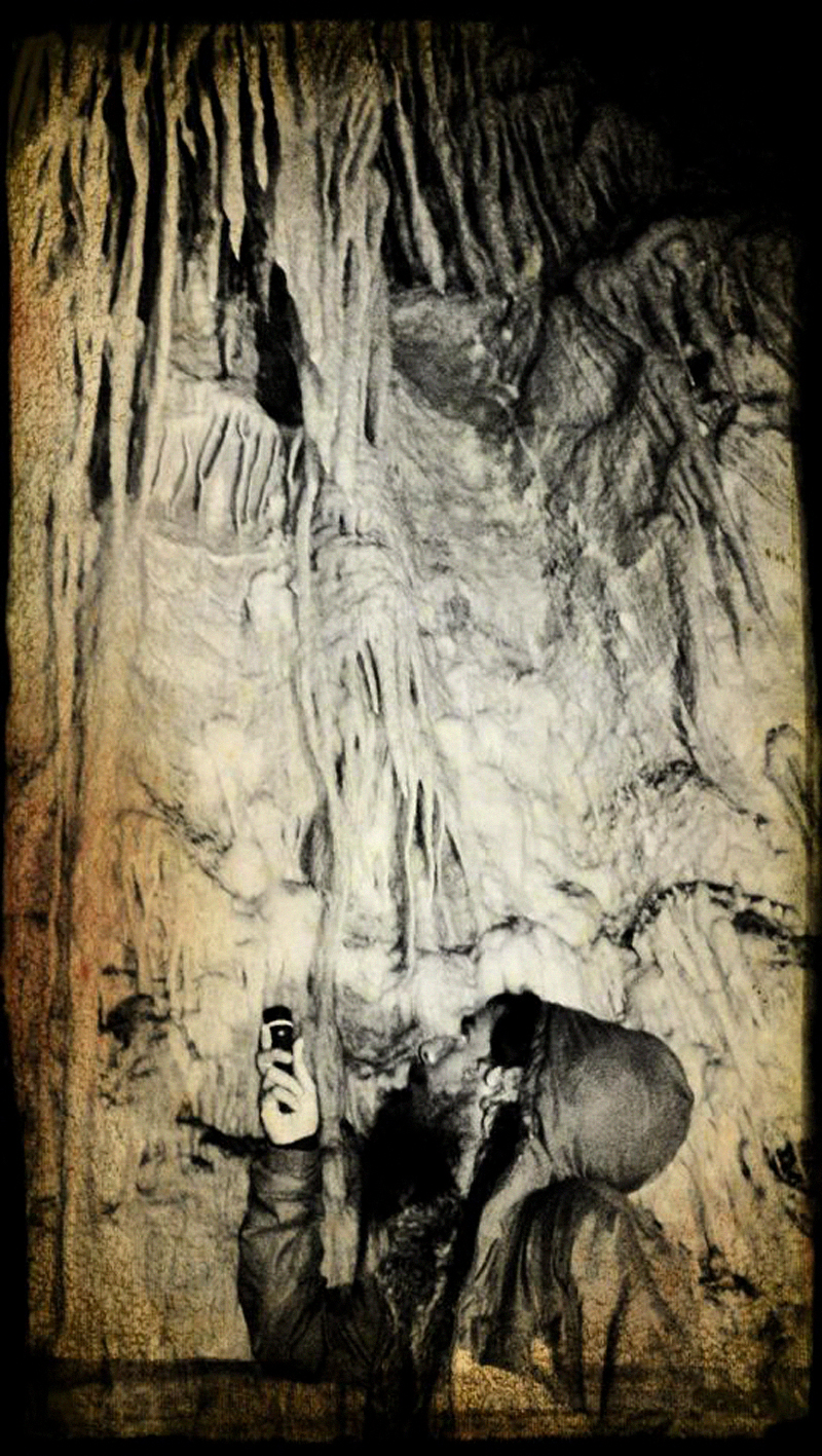 Guillermo Alarcon exploring the Chachapoyas caves in Karajia, Peru.