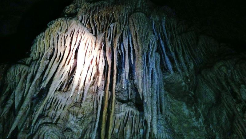 Inside the Underworld: Calacites in the Chachapoyas caves, Peru.