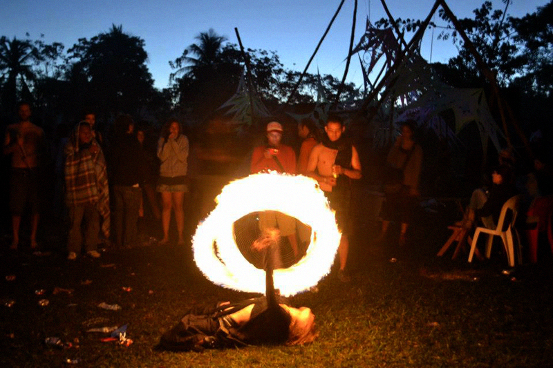 The spirit of the Fire through performance at dusk.