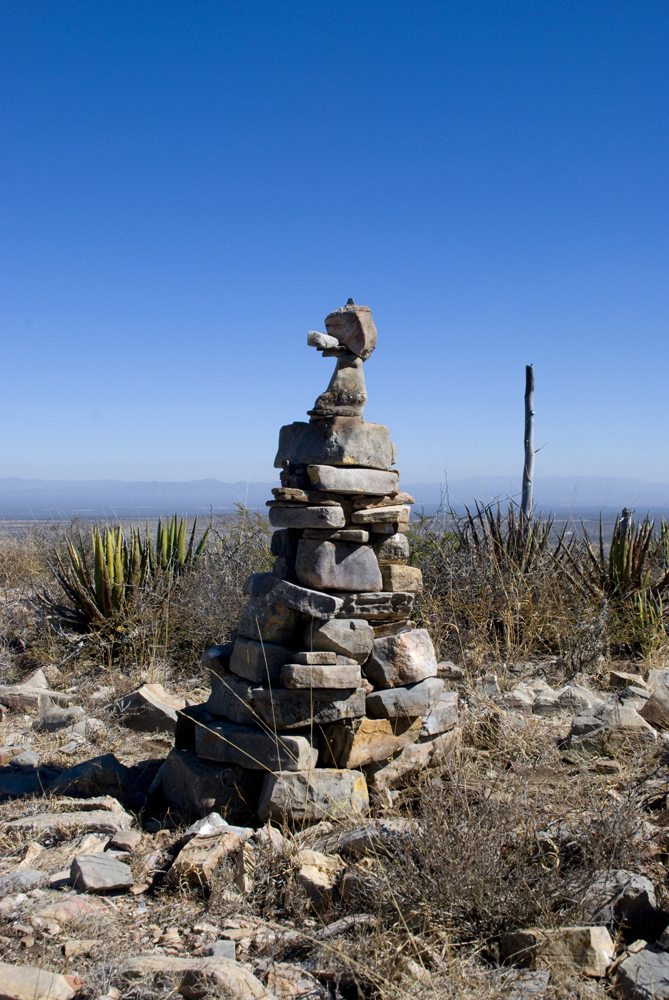 Our Mexican friend Christo made this after a 2 hour walk high up in the desert. We added some of the rocks at the top!