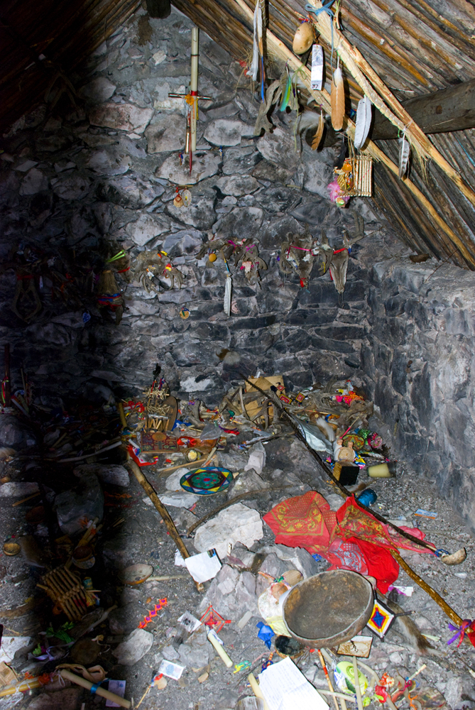 Offerings by the indigenous Huichol people in Real de Catorce.