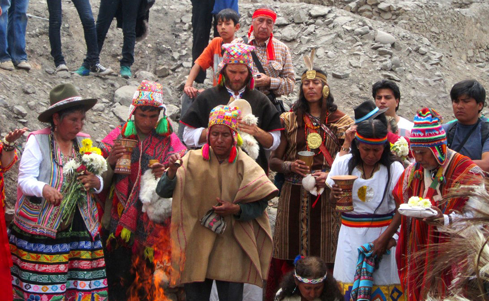 Inkari Tawa Inkari with the Andean community in Ollantaytambo- Qosqo in ceremony, Peru.