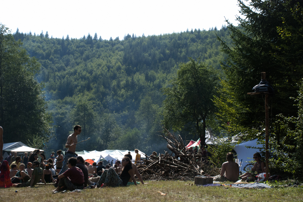 A view on the festival from the Chill Out area. The Local Fairy with his wand walking by.