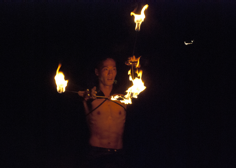 Jona Sun from the Tribal Ninjas' fire performance.