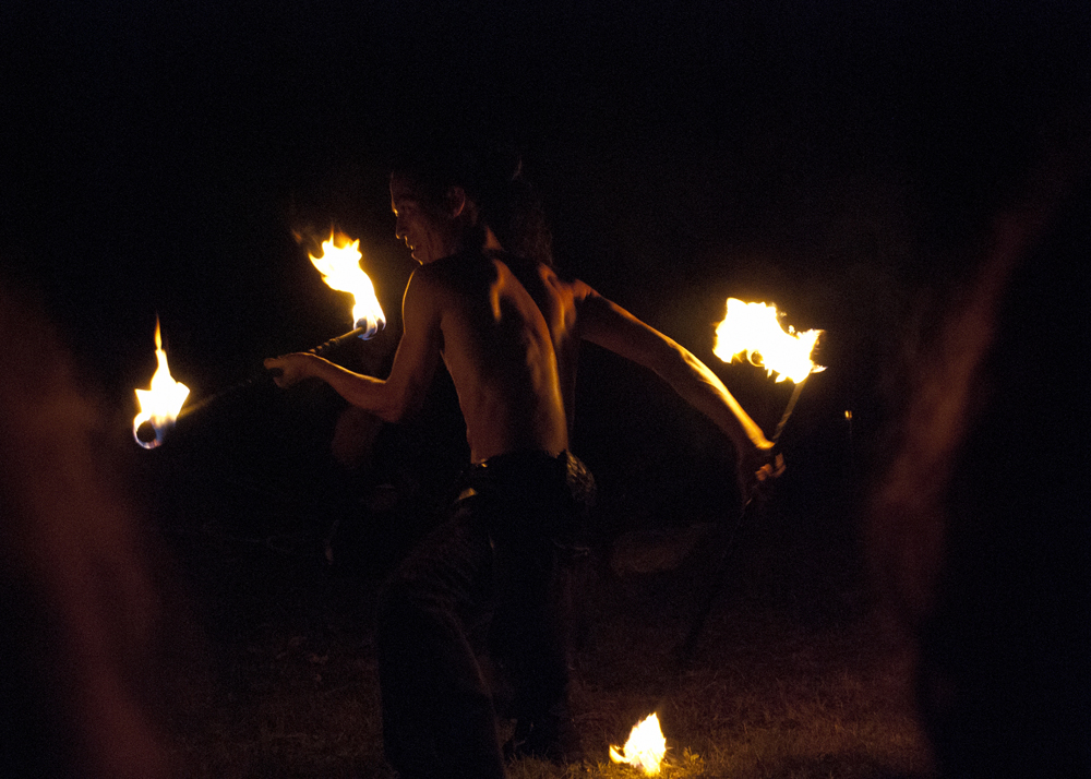 Jona Sun from the Tribal Ninjas performing with fire.