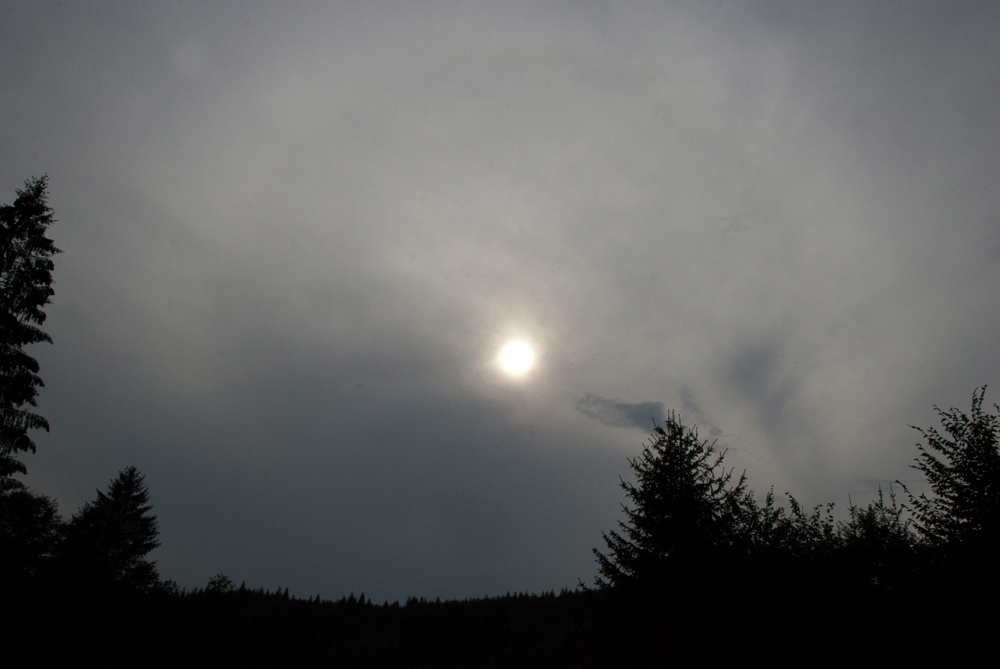 Hypnotic afternoon sun peering through the clouds.