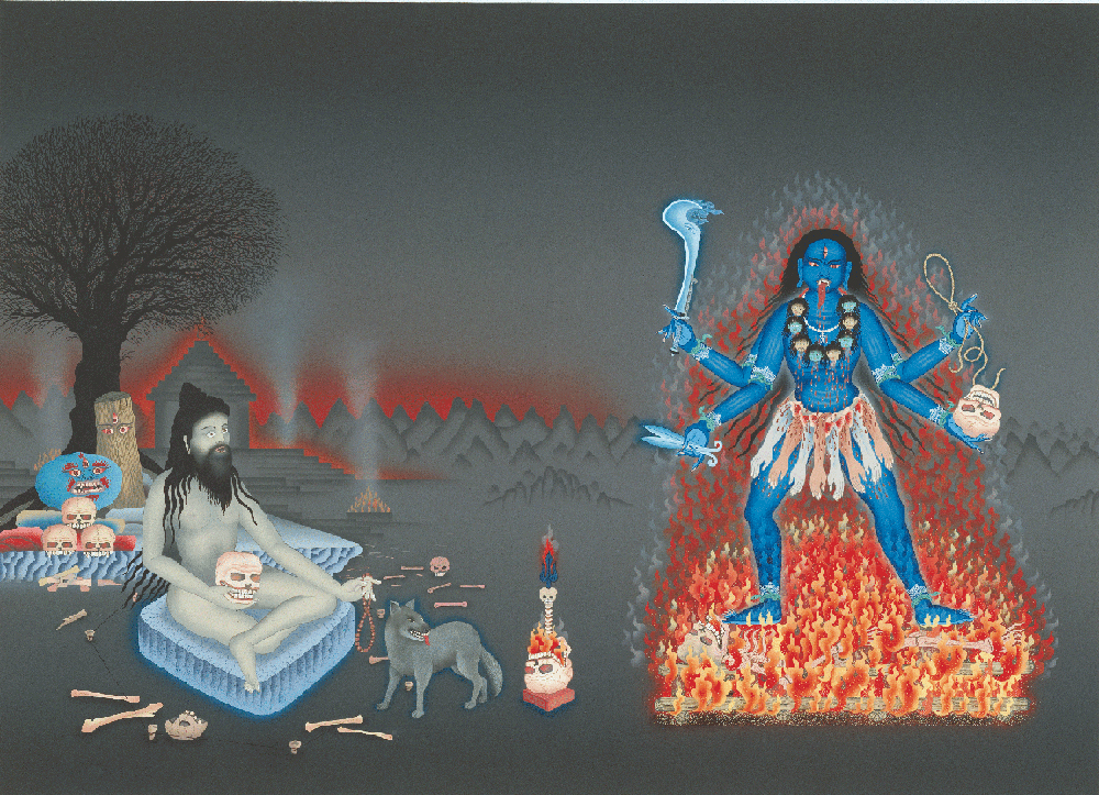 Smashan Tara, a painting by Robert Beer for Robert Svoboda's book AGHORA, AT THE LEFT HAND OF GOD.