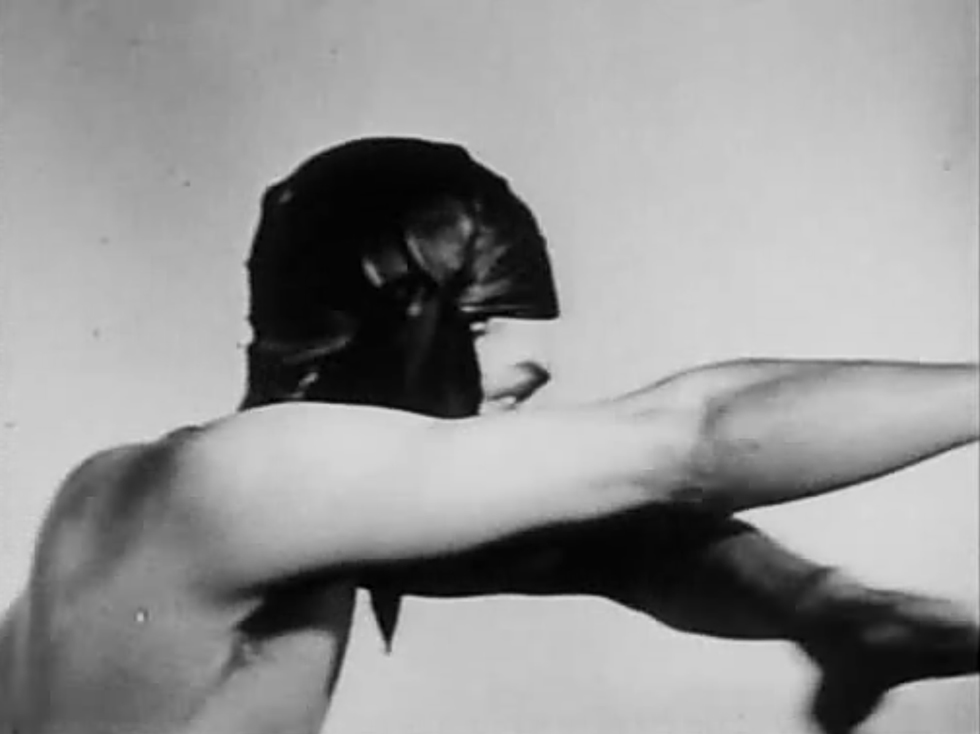 Confronting Light and Darkness. A still from Meditation on Violence (1948) a film by Maya Deren. Black and white, 16mm, 15mins.