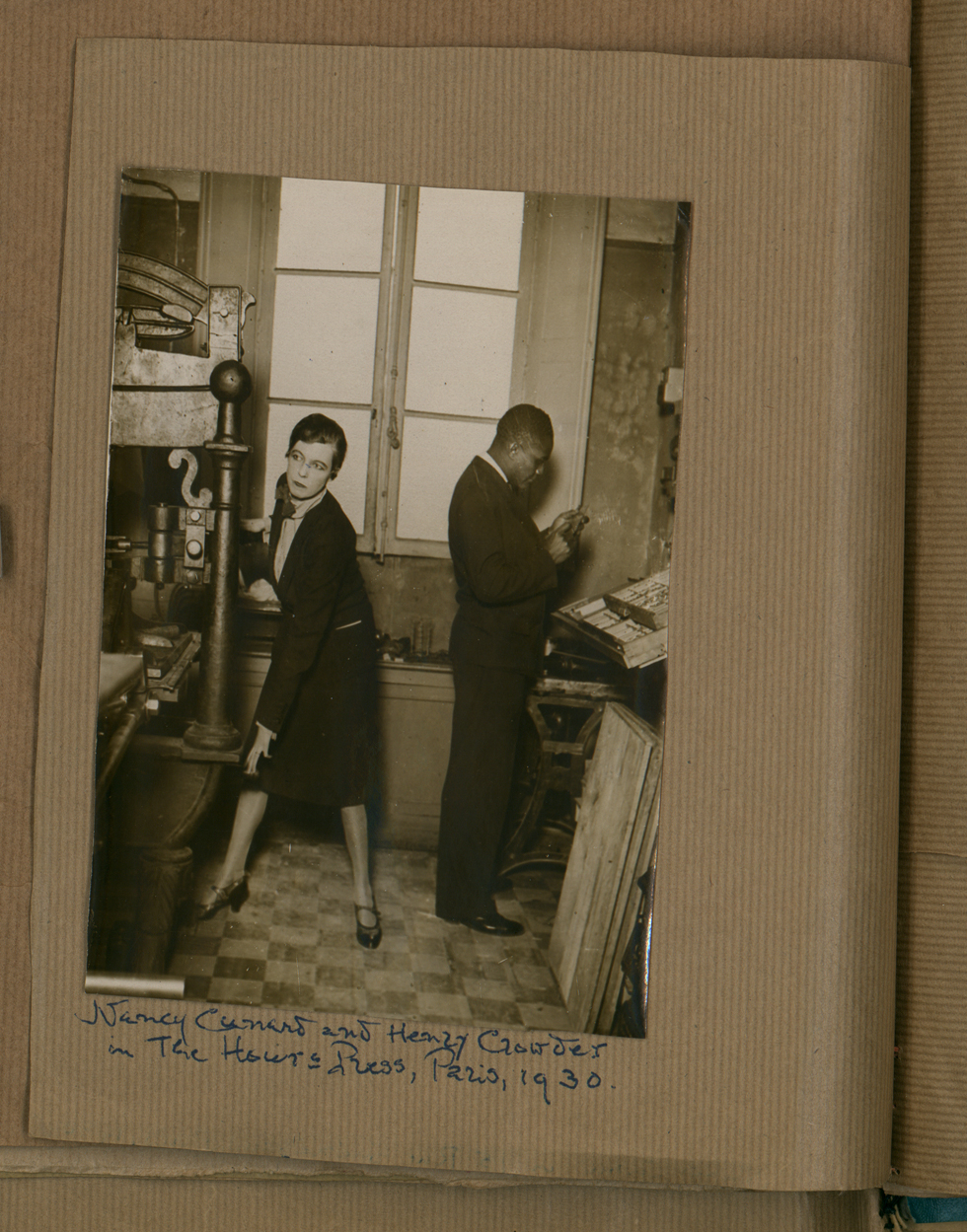 Henry Crowder with Nancy Cunard in her printing house, Hours Press at 15 rue Guénégaud, Paris, 1930 © Rights reserved, the inheritors of Nancy Cunard