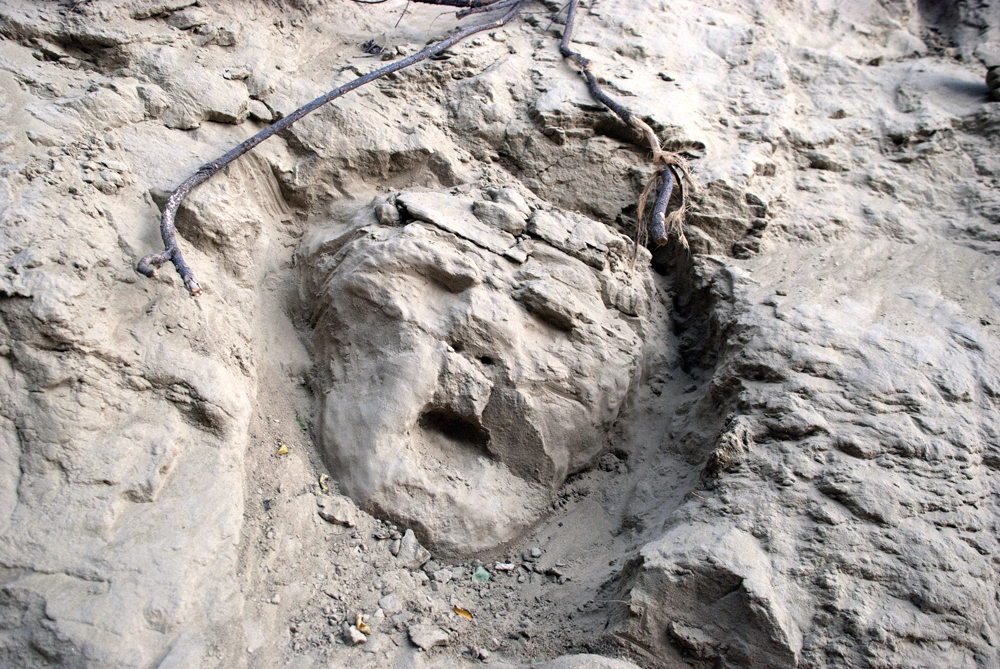 Time makes its passage on this eroded face on the side of the cliff.