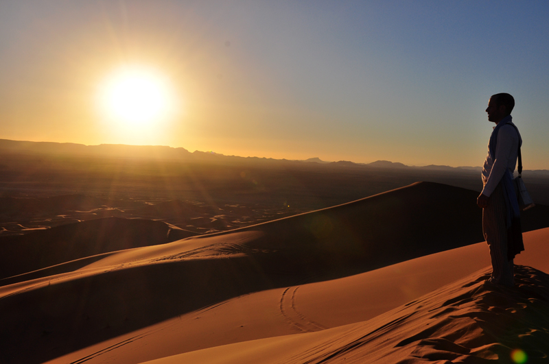 The vast desert...with Fabrice Knecht on a high dune.