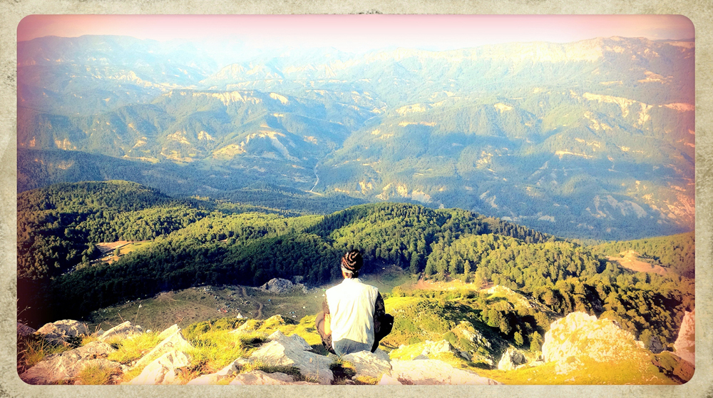 Meditation in the powerful mountains in northern Greece.