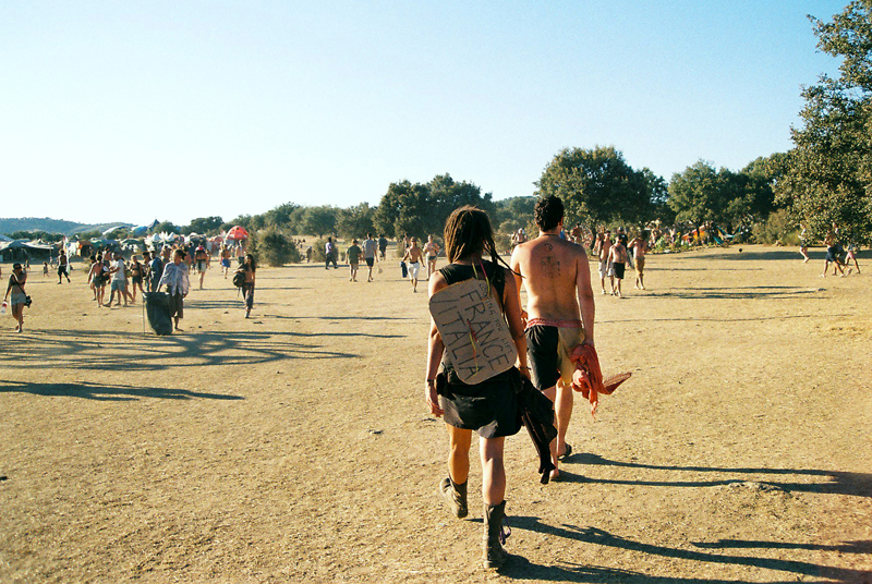 Walking down Avenida Albert Hoffman to The Alchemy Circle during the heat of the day.