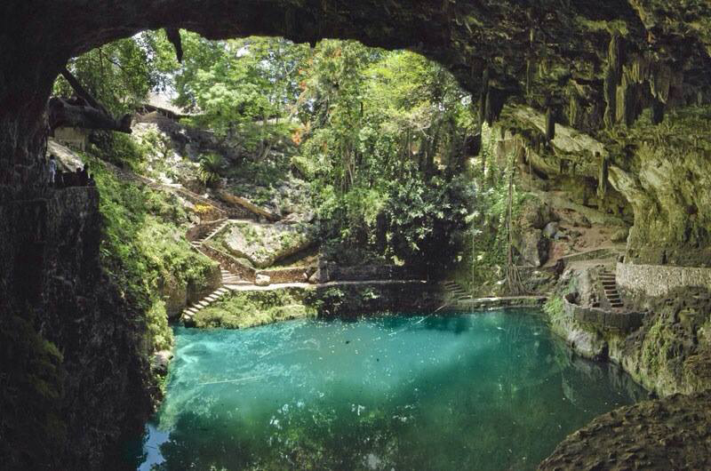 In the surroundings of Lemurian land through the Maya jungle in Yucatan. Beautiful, Magical cenotes near the Embassy. This one is called Ikil cenote.