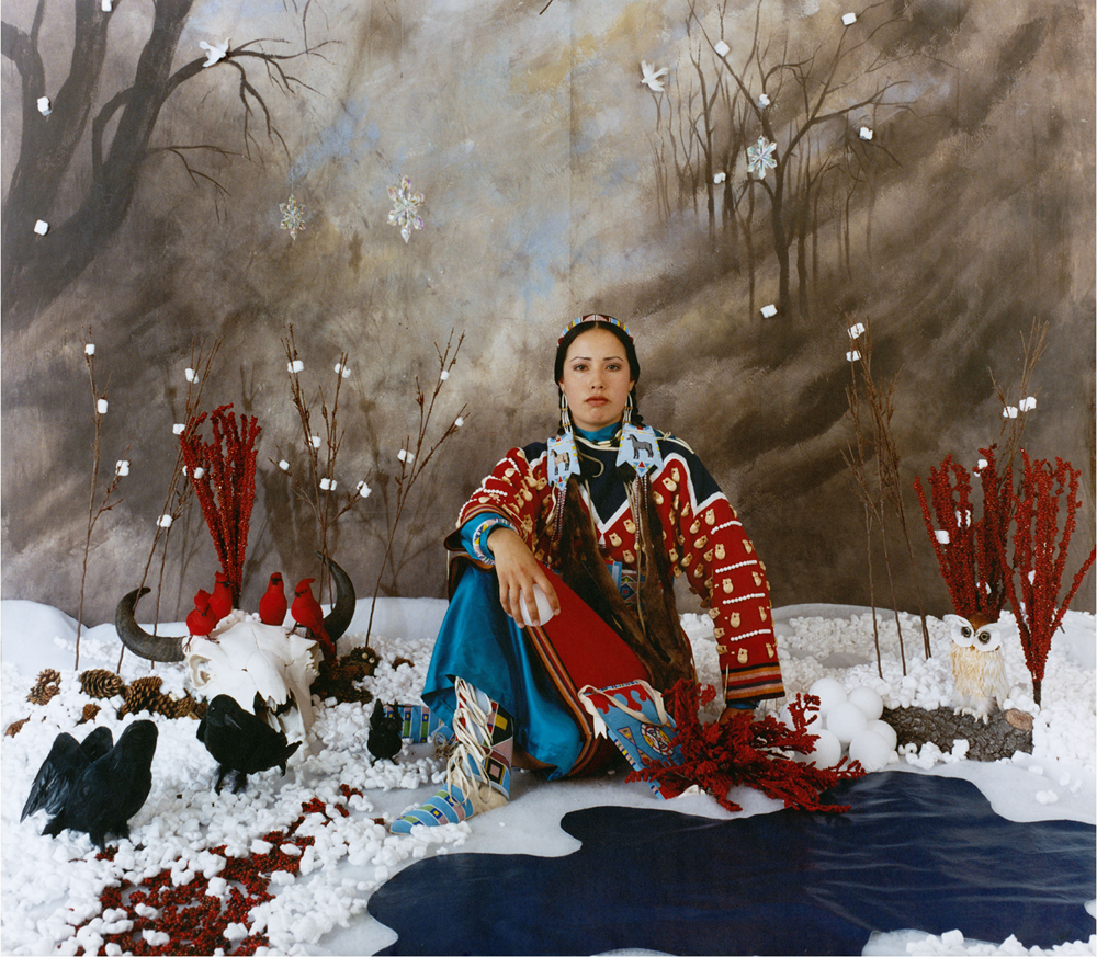 Four Seasons Series, 2006 by Wendy Red Star (1981-), Crow, Billings, Montana. Archival pigment print on Museo silver rag on dibond 35.5 x 37 in. each panel. Collection Nerman Museum of Contemporary Art, Johnson County Community College, Overland Park, Kansas.